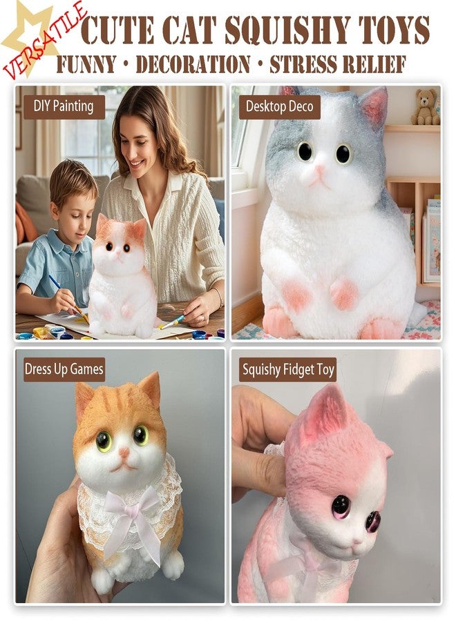 YJPPDD Big taba Squishy Cat, Handmade Squishy Cat for Adult/Kids, Stress Relief, Cute & Soft Cat Design, Perfect Squeeze Toys Gift for Relaxation and Fun - Dress Up Your Own Squishies Cat(Siamese) - Image 5
